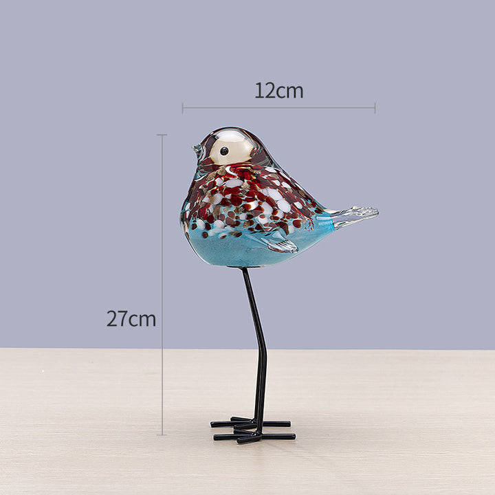 Handblown Decorative Glass Bird Sculpture on Metal Legs Kalsten