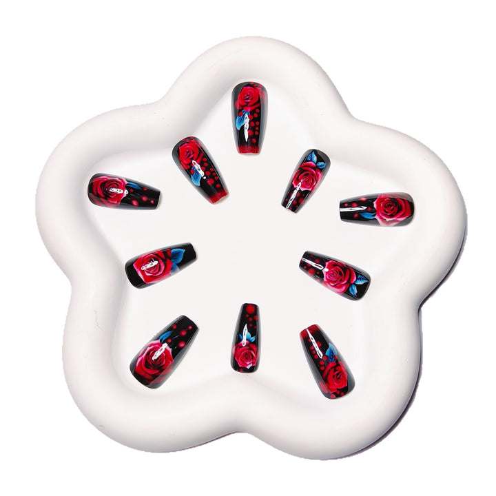 Elegant and Creative Art Nails with Rose Design Kalsten