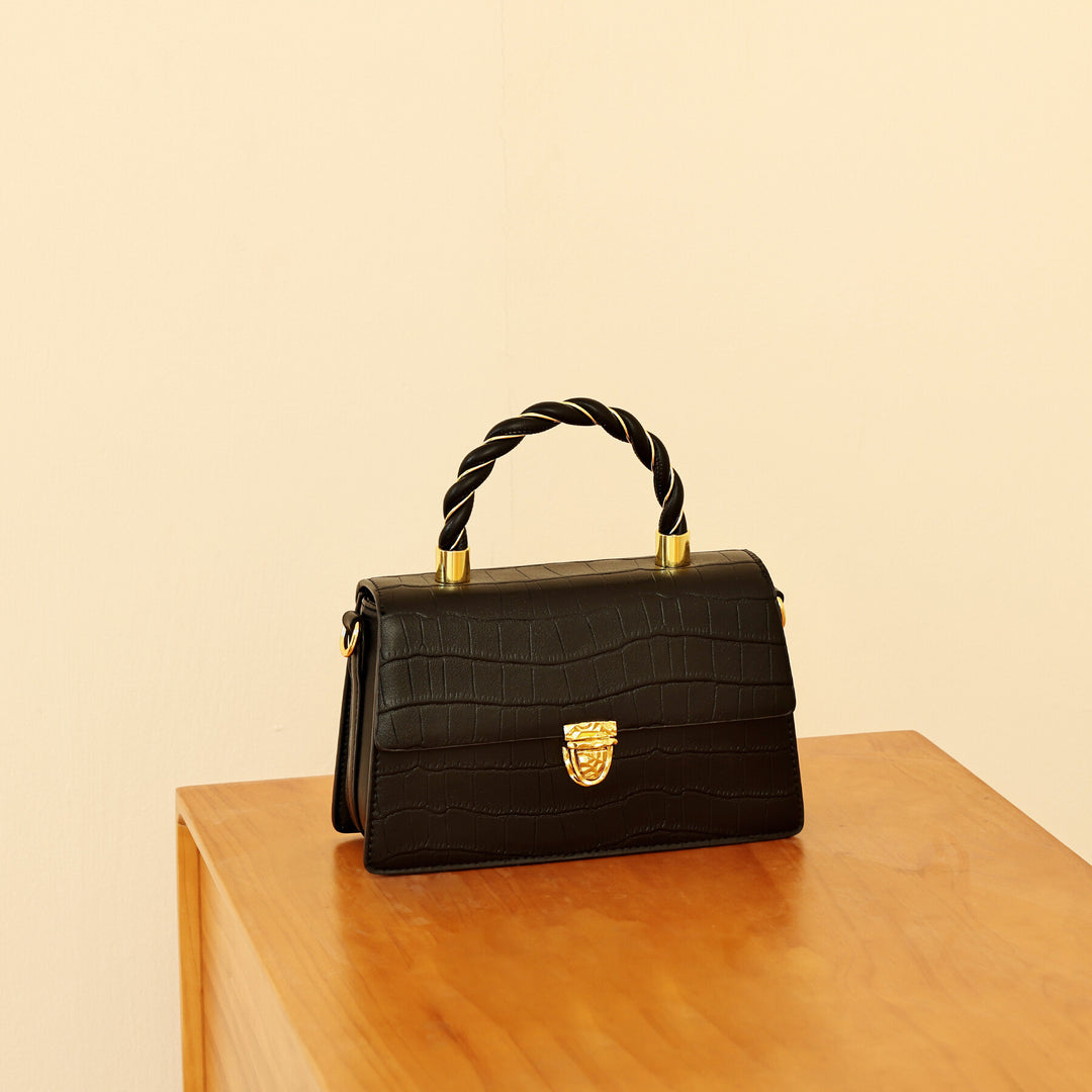 Crocodile Patterned Leather Handbag