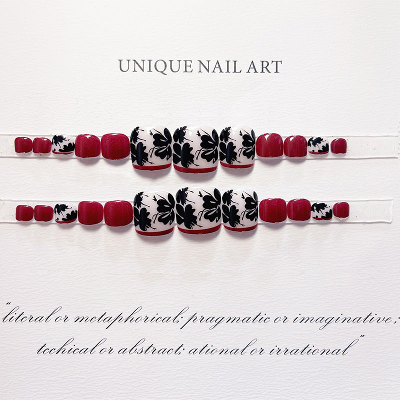Floral Design Press-On Toenail Art Set