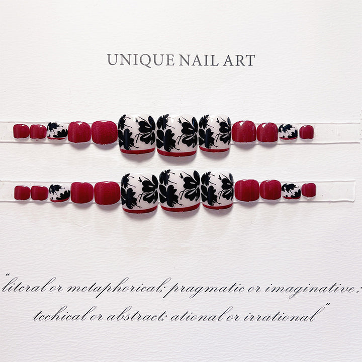 Floral Design Press-On Toenail Art Set