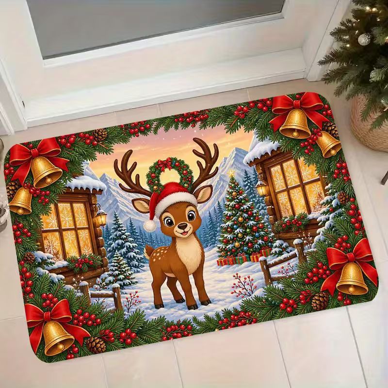 Festive Reindeer-Themed Welcome Mat Kalsten