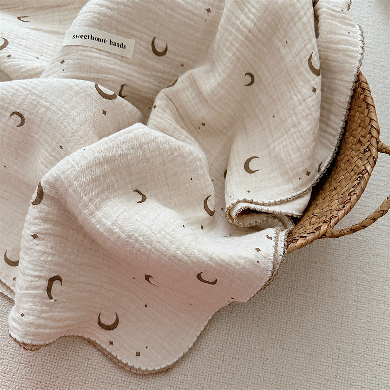 Unisex Muslin Blanket with delicate floral design and elegant ruffles Kalsten
