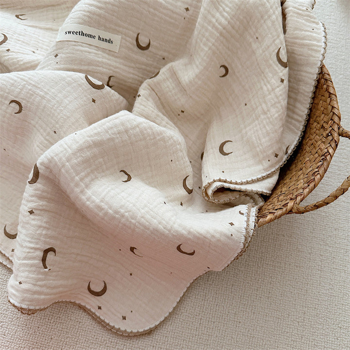 Unisex Muslin Blanket with delicate floral design and elegant ruffles Kalsten
