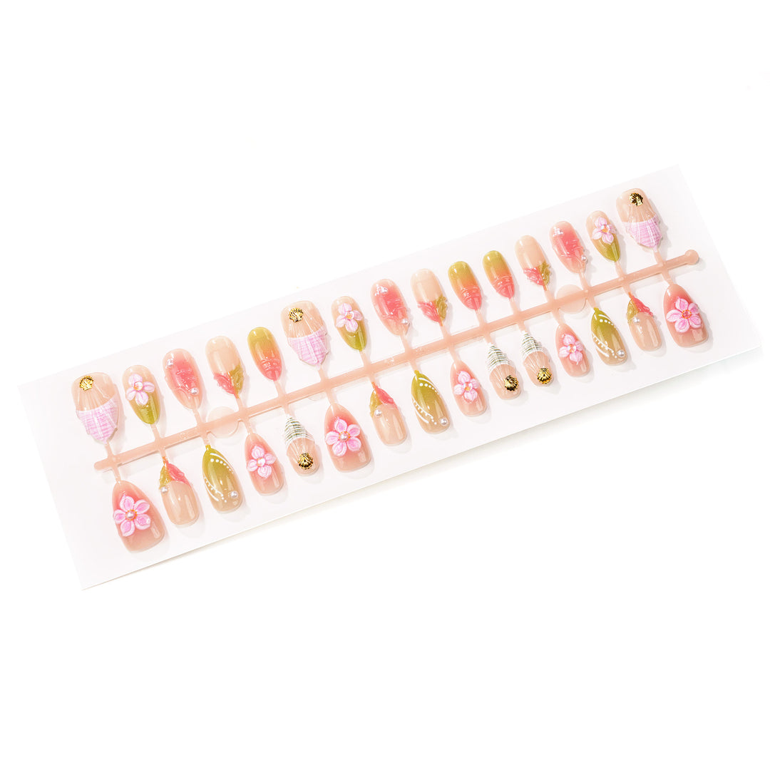 Artistic Floral-Themed Press-On Nail Set Kalsten
