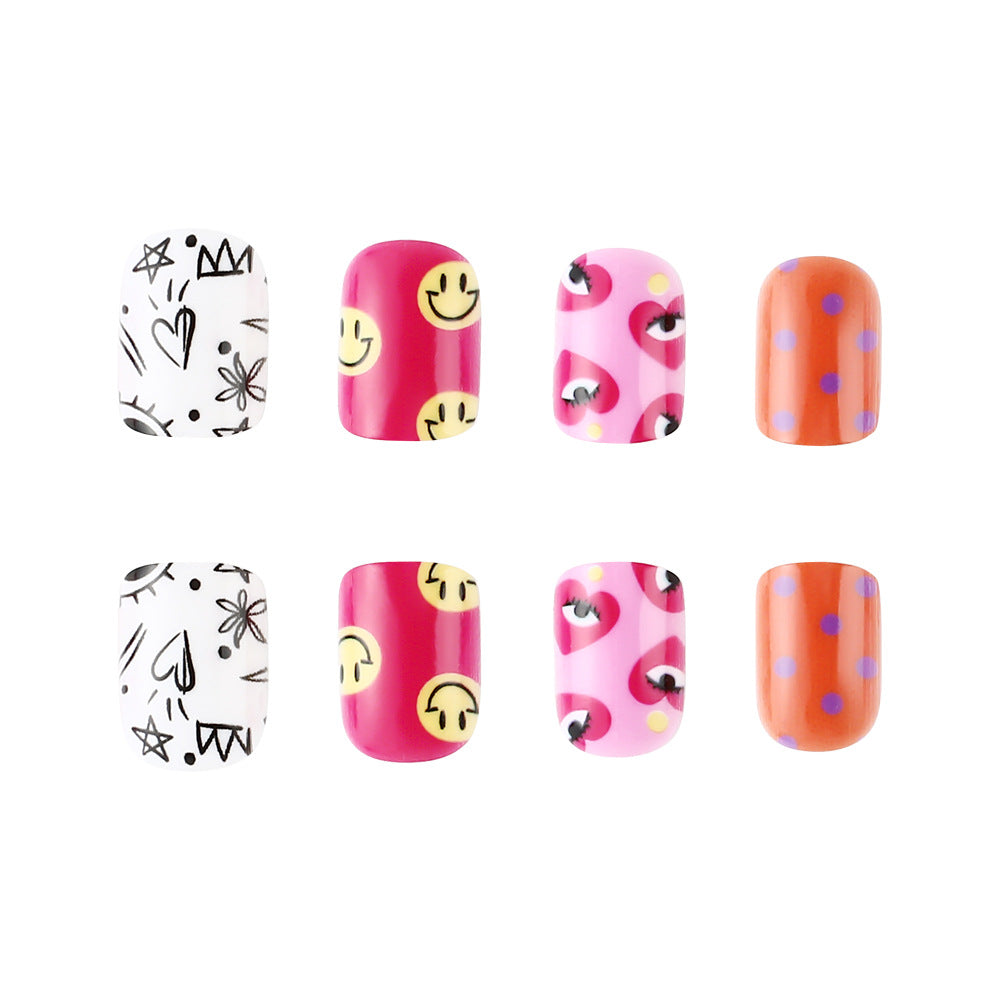 Artistic Press-On Nail Art Set with Playful Designs Kalsten