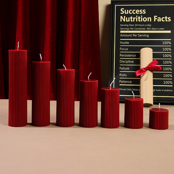 Textured Ribbed Vertical-Fluted Decorative Pillar Candle