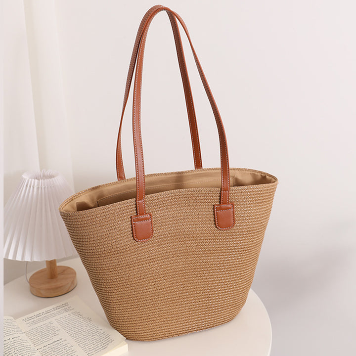 Elegant Bast Handbag with Leather Handles Kalsten