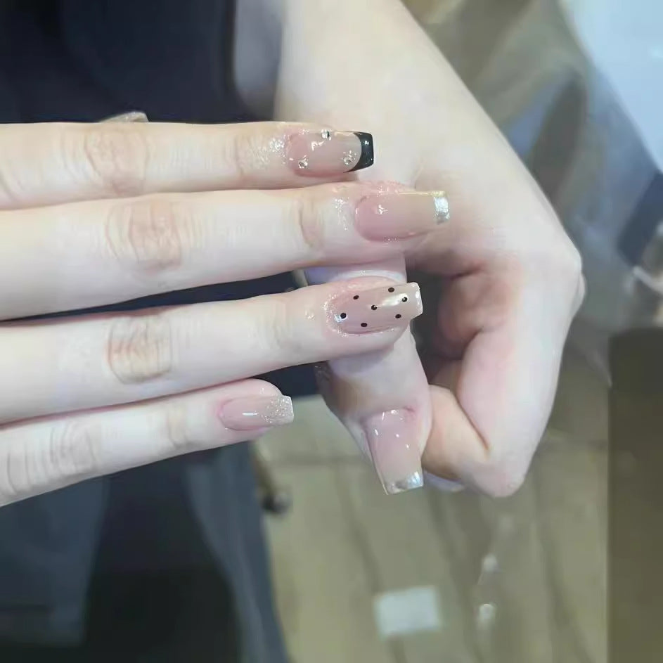 Artistic Press-On Nail Set with Glitter Accents