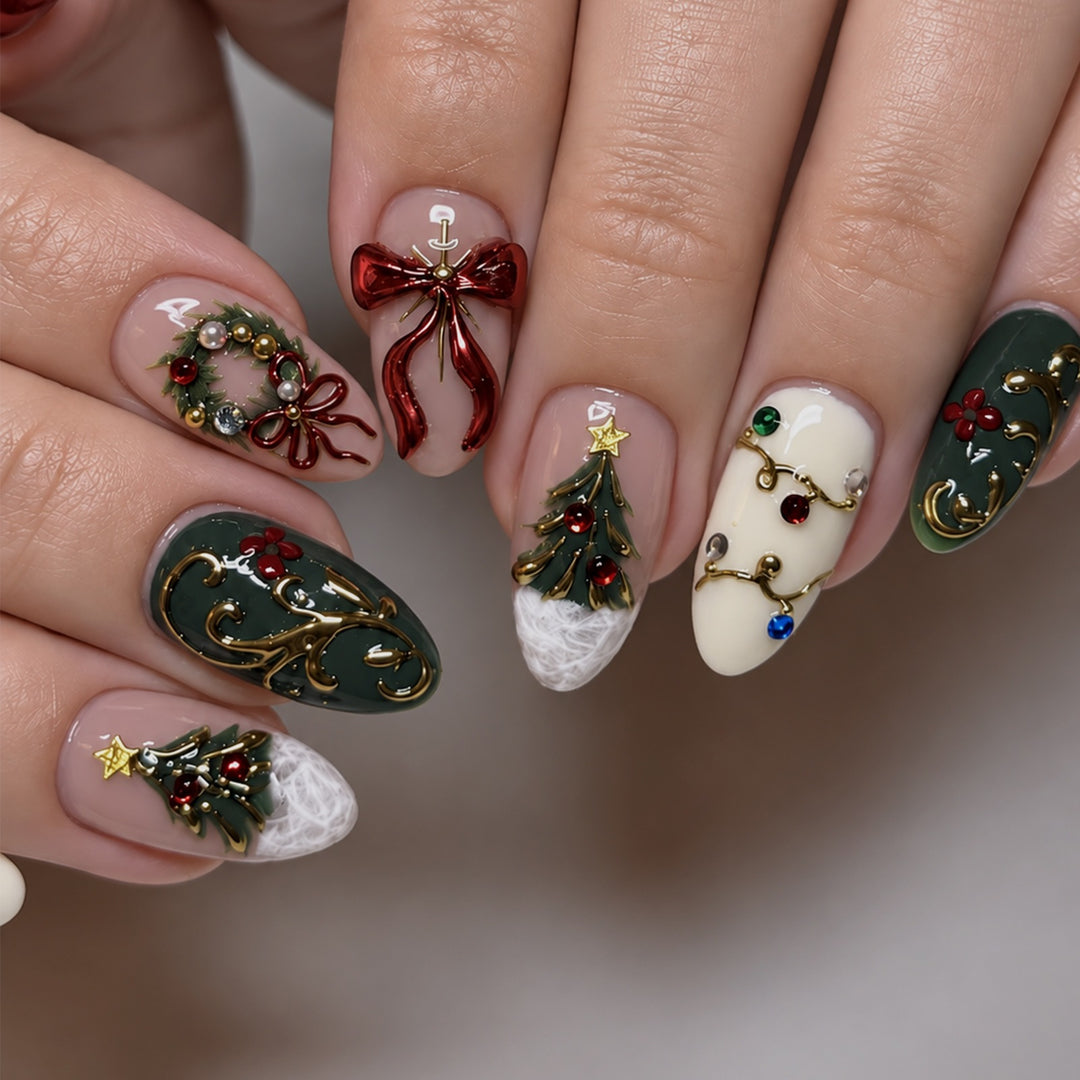 Festive artificial nails with Christmas motifs Kalsten