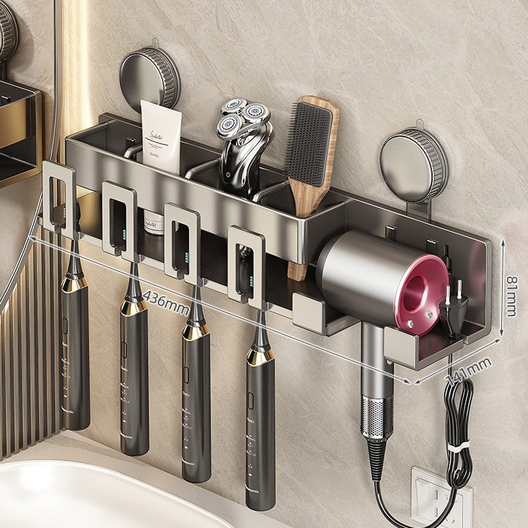 Wall-Mounted Hair Tool Organizer with Storage Compartment Kalsten