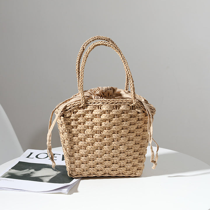 Handmade straw bag with adjustable inner lining Kalsten