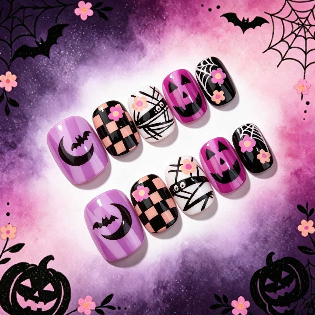 Whimsical Halloween-Themed Press-On Nail Set