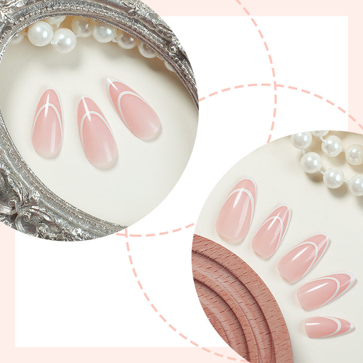 Designer Press-On Nail Set with Elegant Geometric Patterns kalsten