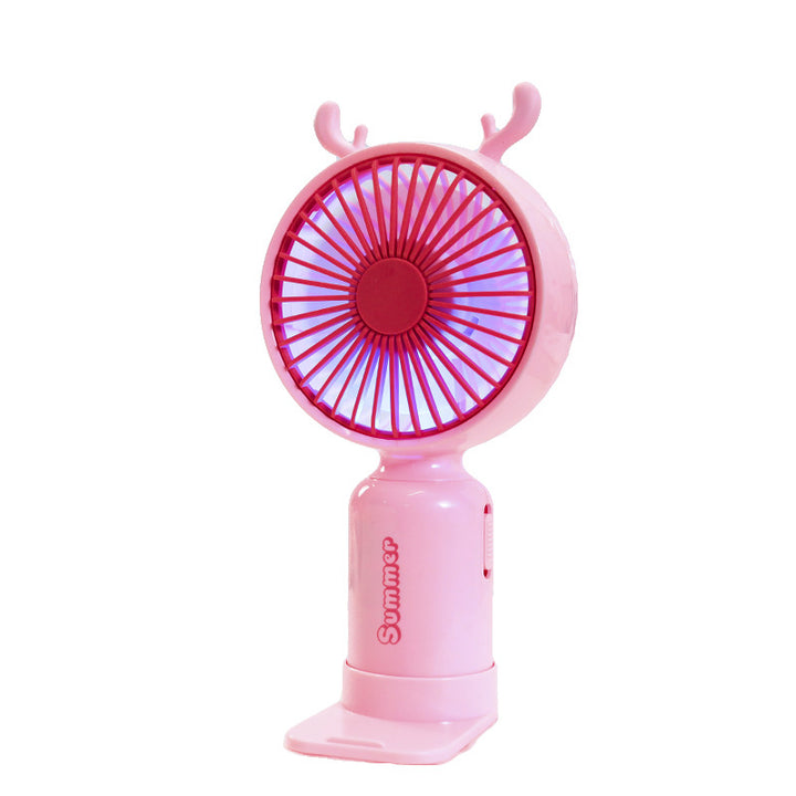 Ladies portable USB mini fan with LED night light folding stand and cute design Kalsten