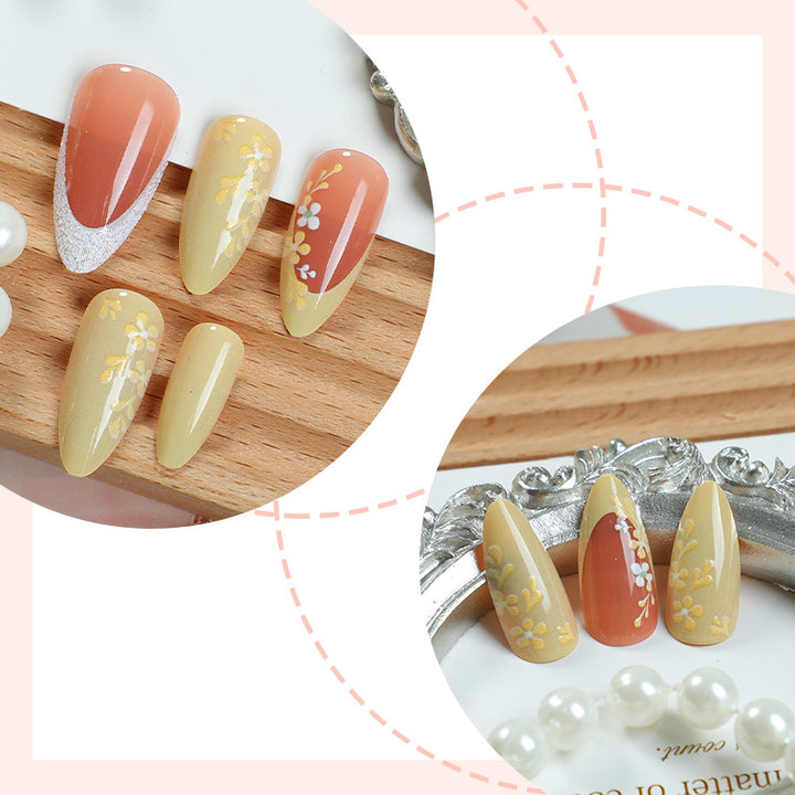 Premium Artistic Press-On Nail Set with Floral and Gem Accents Kalsten