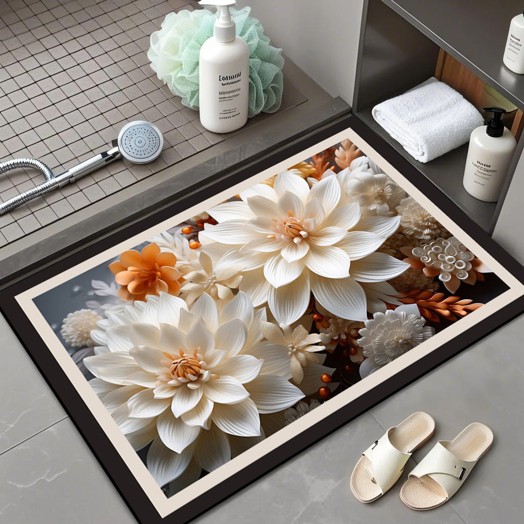 Floral Patterned Bath Mat Kalsten