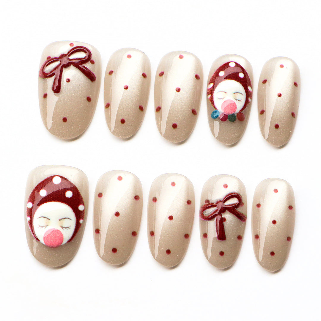 Playful Character Press-On Nail Art