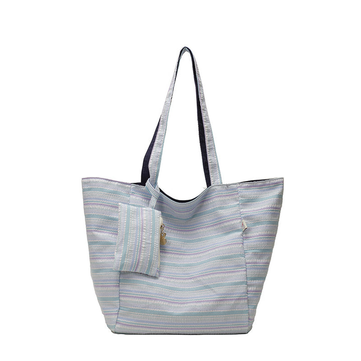 Spacious Wave Stripe Shopping Bag Kalsten