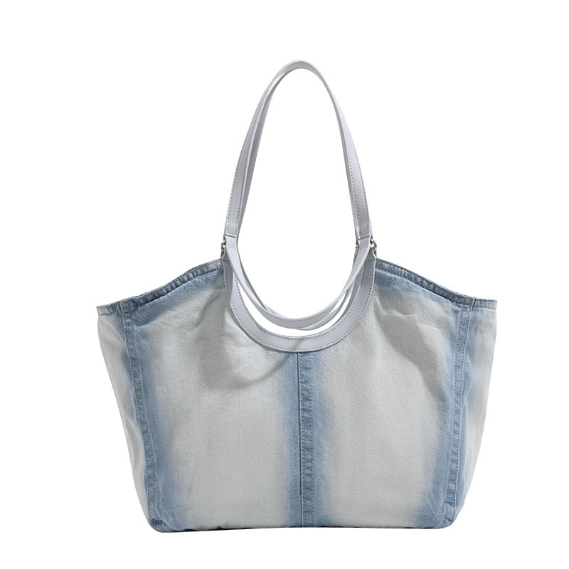 Denim Tote Bag with Detachable Pouch