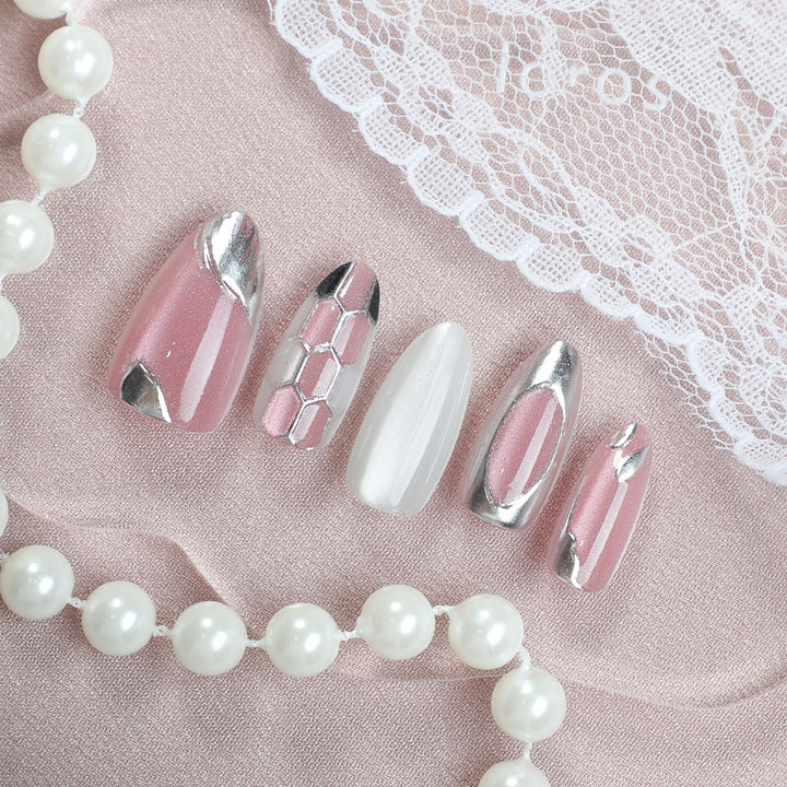 Elegant Metallic Accent Press-On Nails