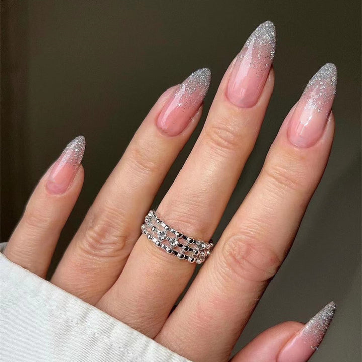 Elegant Stiletto Press-On Nail Set with Glitter Ombre Tips