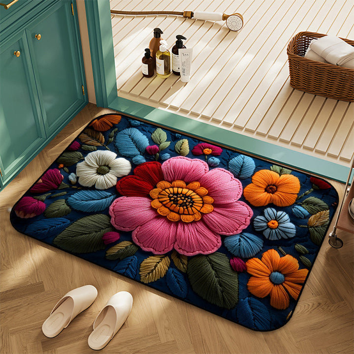 Floral Embroidered Area Rug Kalsten