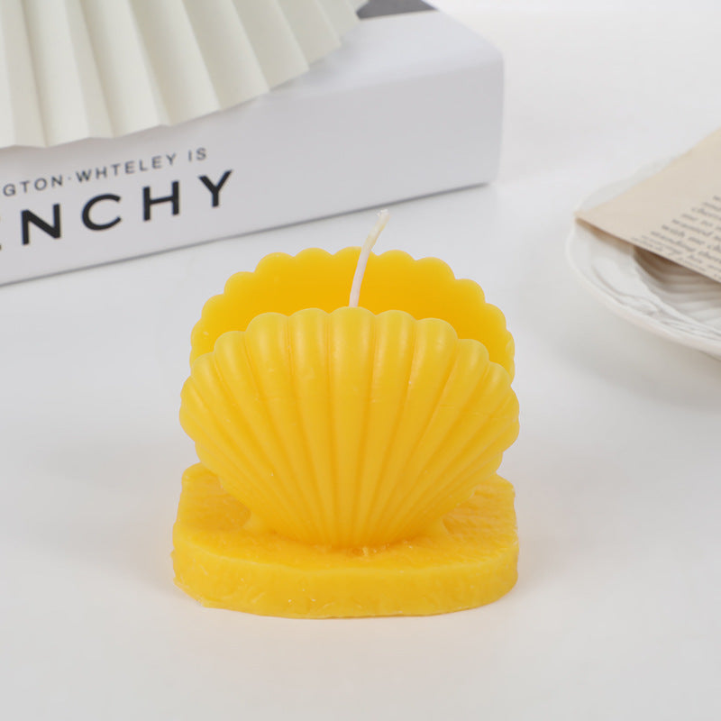 Clam-Shell Pearl Decorative Tabletop Candle