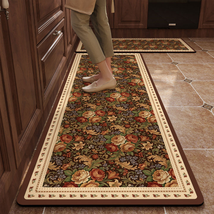 Vintage Tile Pattern Kitchen Mat