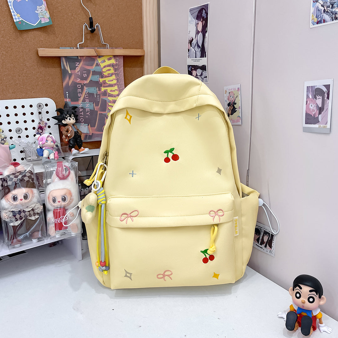 Cute Illustrated Cherry-Embellished Backpack Kalsten