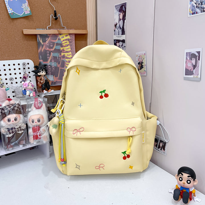 Cute Illustrated Cherry-Embellished Backpack Kalsten