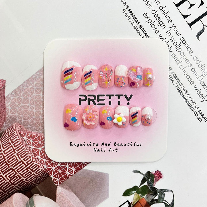 Artistic 3D Decorated Press-On Nail Set Kalsten
