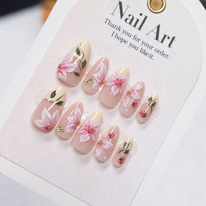 Floral-Designed Press-On Nail Art