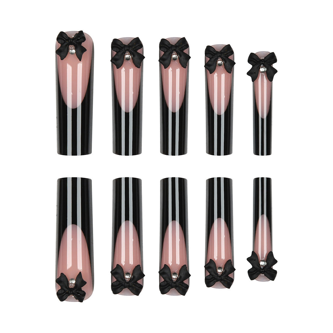 Decorative Acrylic Stiletto Press-On Nails with Bow Accents Kalsten