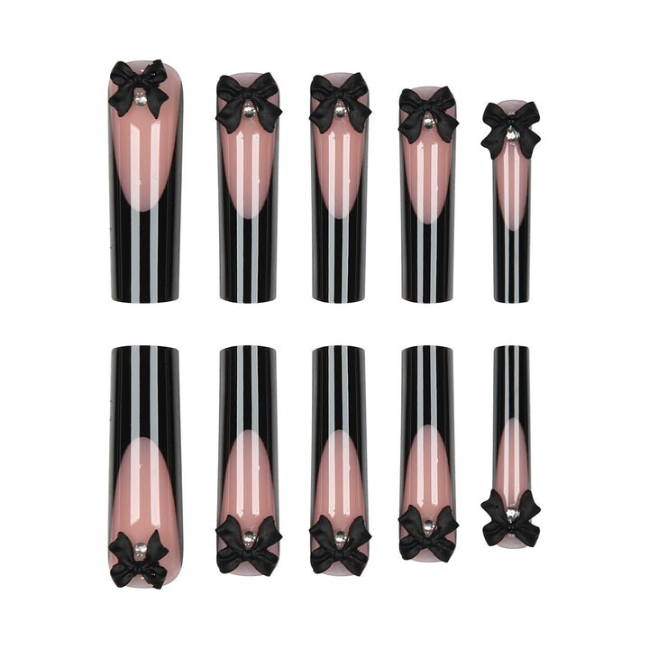 Decorative Acrylic Stiletto Press-On Nails with Bow Accents Kalsten