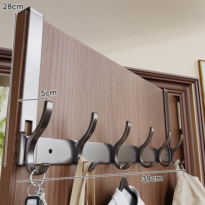 Over-Door Heavy-Duty Metal Coat & Accessory Hook Rack with Tall Hanger
