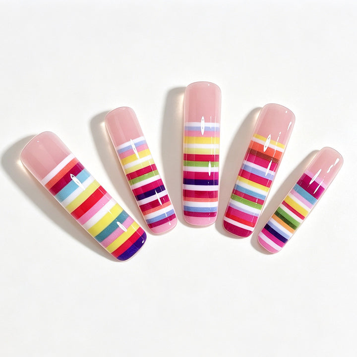 Colorful Striped Nail Art Tips Kalsten