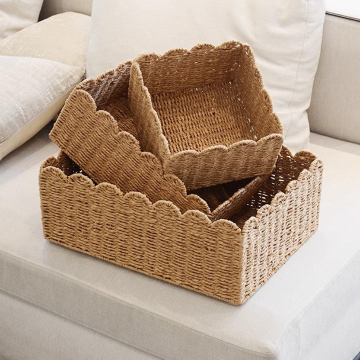 Handwoven storage basket with playful design Kalsten