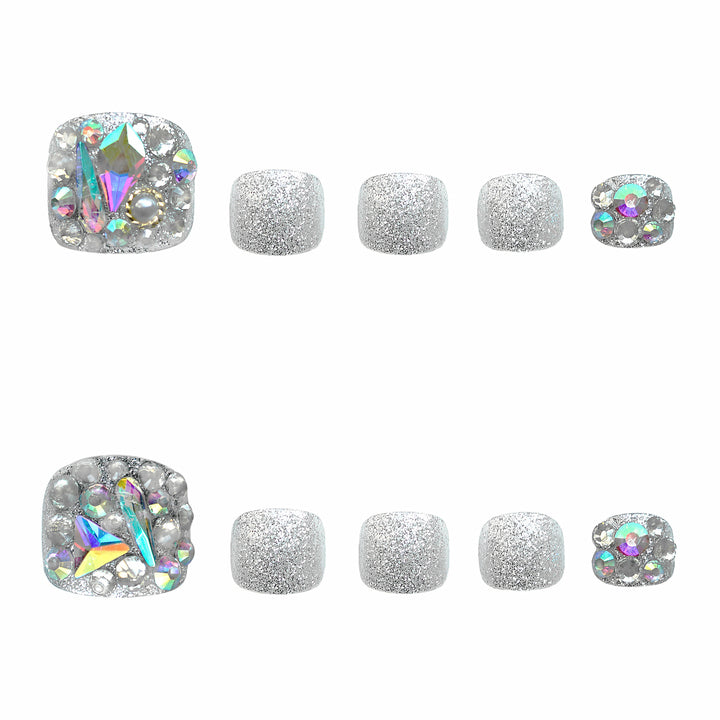 Sparkling Rhinestone Press-On Toenails Kalsten