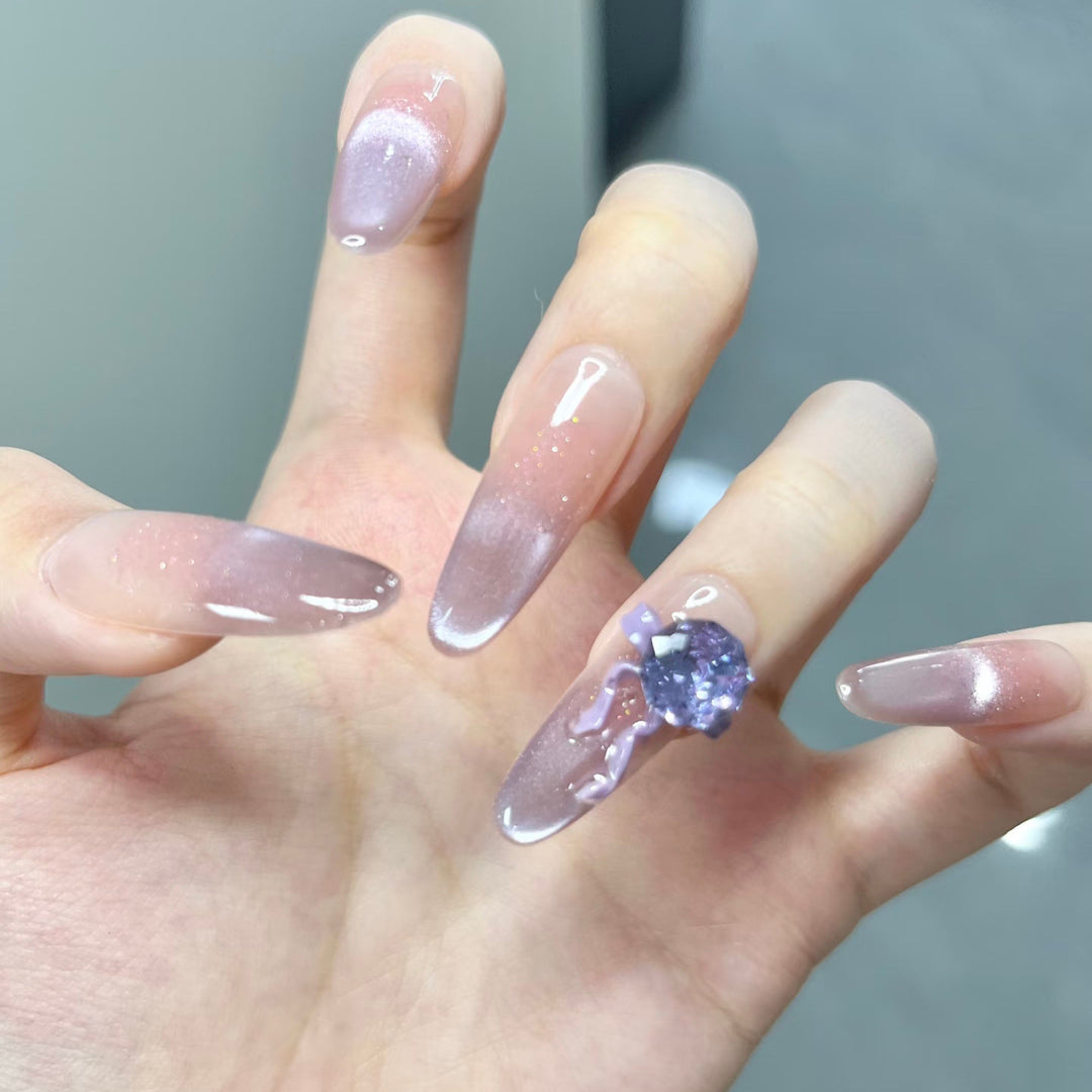 Artistic Ombre Press-On Nail Design with Crystal Accent Kalsten