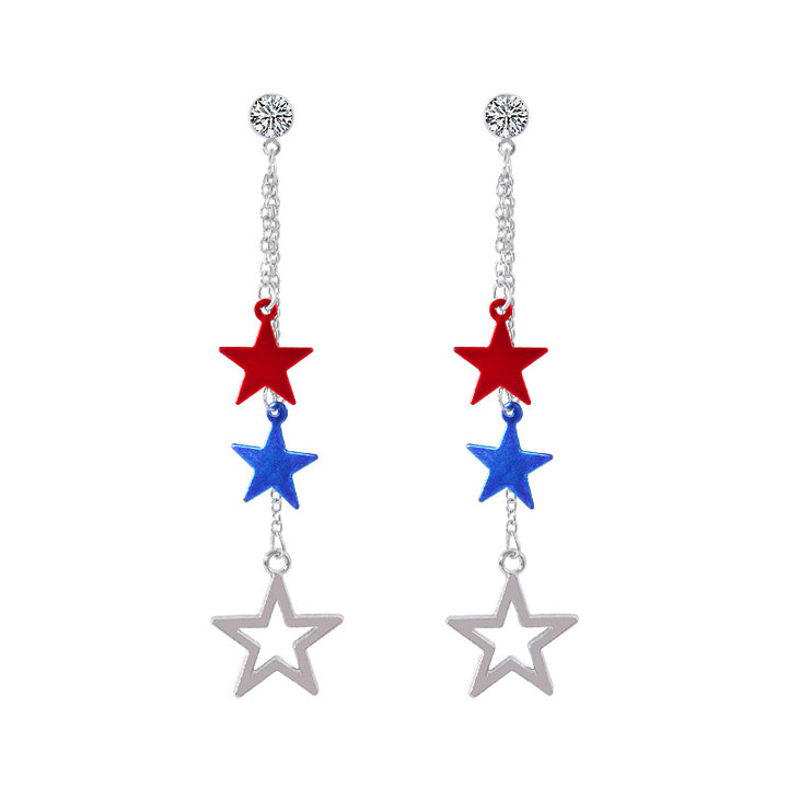 Women's lightweight star earrings with enamel flag design and fishhook Kalsten
