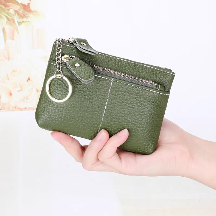 Premium Double Zip Leather Coin Pouch