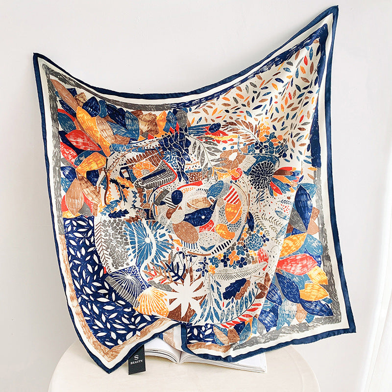 Women's silk scarf in elegant botanical design Kalsten