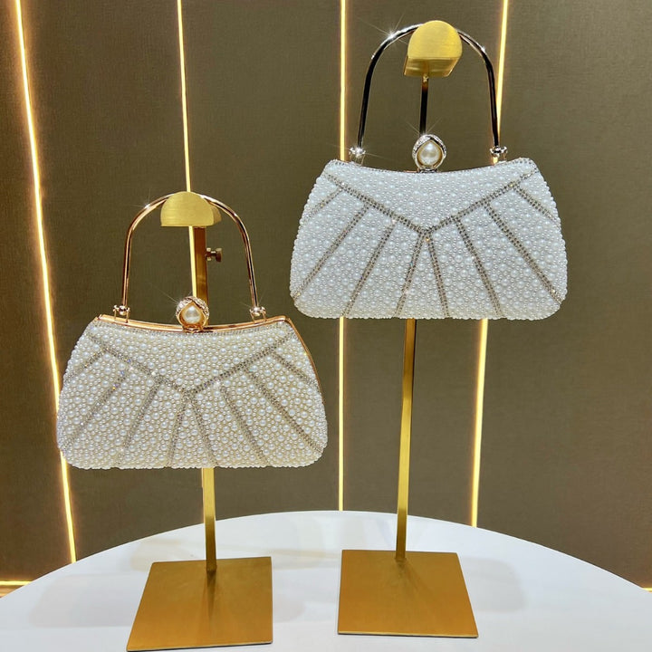 Pearlescent Beaded Evening Clutch