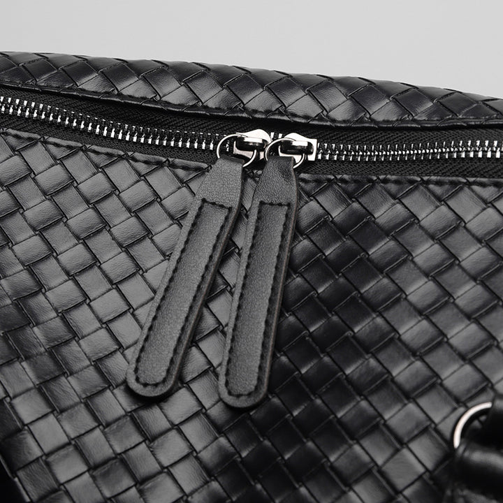 Luxury Woven Leather Weekend Duffle Bag Kalsten