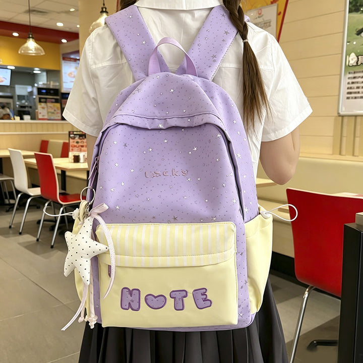Cute Illustrated Star-Embellished Backpack Kalsten