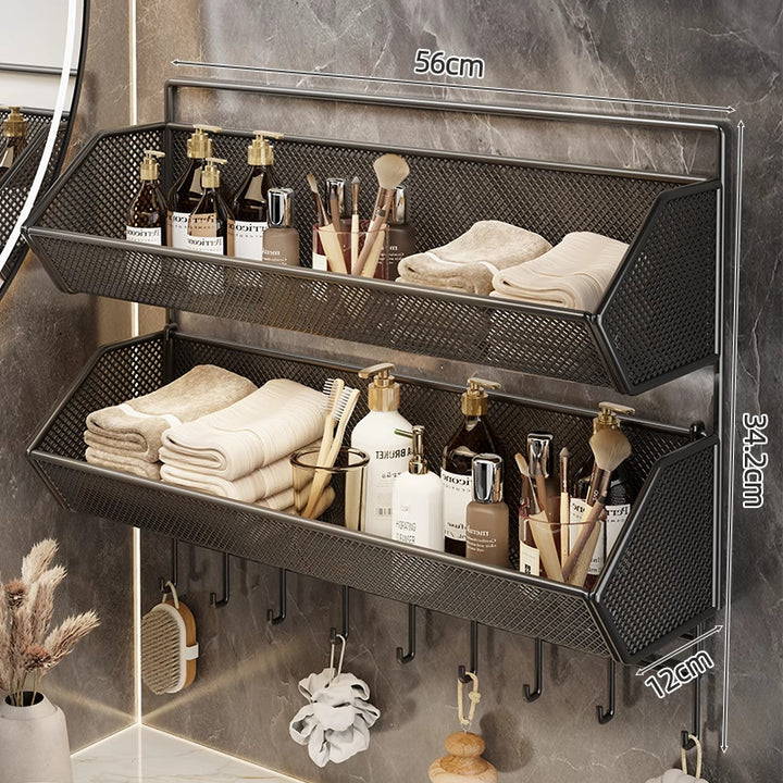 Wall-Mounted Mesh Bathroom Organizer Shelf
