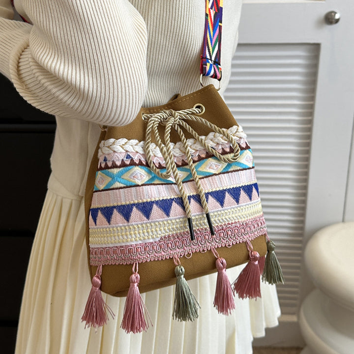 Embroidered Festival Drawstring Bag