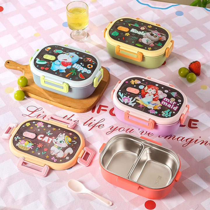 Cartoon-Themed Multi-Compartment Lunch Container