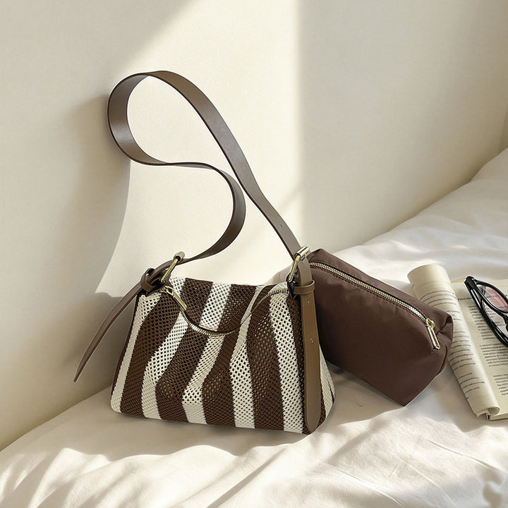 Textured Stripe Shoulder Bag